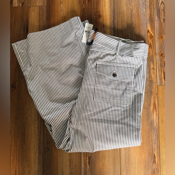 LOFT Pants - NWT LOFT Brown and White Striped Wide Leg Pants
